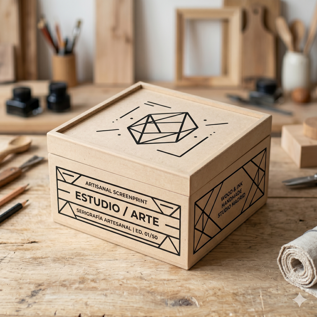 CAJA DE MADERA EN SERIGRAFIA - LA CASA DEL SCREEN